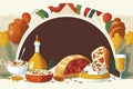 Russian food banner. Design template for russian restaurant with space to write. Generative AI.
