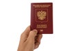 Russian foreign passport in the hand