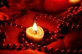 Russian fortune-telling for love at Christmas. Burning red candles, heart shaped candles