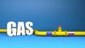 Russian gas oil industry. 3d gasoline pipeline to European Union on blue background. Oil sanctions and energy embargo to Royalty Free Stock Photo