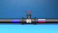 Russian gas oil industry. 3d oil pipeline to European Union on blue background. Oil sanctions and energy embargo to Royalty Free Stock Photo