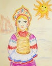 Russian girl in the national costume