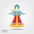 Russian girl in national dress with a long plait Royalty Free Stock Photo