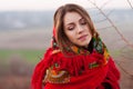 Russian girl in national headscarves