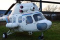 Russian Helicopter Mil Mi-2 Hoplite in medical version of Slovak Red Cross, displayed as showpiece on small Slovak airport