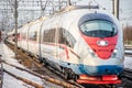 Russian high-speed train. Sapsan train. . Russia Metallostroy March 8, 2019