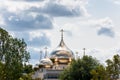 Russian Holy Trinity orthodox cathedral with its silver cupolas in the downtown near the Seine River of Paris, France