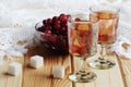 Russian homemade liquor with vodka and cranberry Royalty Free Stock Photo