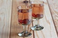 Russian homemade liquor with vodka and cranberry Royalty Free Stock Photo