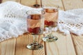 Russian homemade liquor with vodka and cranberry Royalty Free Stock Photo