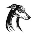 Russian Hunting Sighthound Icon, Dog Black Silhouette, Puppy Pictogram, Pet Outline Royalty Free Stock Photo