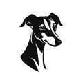 Russian Hunting Sighthound Icon, Dog Black Silhouette, Puppy Pictogram, Pet Outline Royalty Free Stock Photo