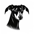 Russian Hunting Sighthound Icon, Dog Black Silhouette, Puppy Pictogram, Pet Outline Royalty Free Stock Photo