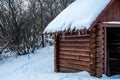 Russian hut in winter Royalty Free Stock Photo