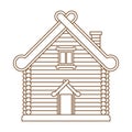 Russian hut. Wooden house in Russia. National Folk home. Vector illustration