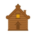 Russian hut. Wooden house in Russia. National Folk home. Vector illustration