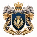 Luxurious Neoclassicism Coat Of Arms With Golden And Blue Colors