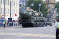 Russian Intercontinental Ballistic Missile RS-24 Yars on military parade Royalty Free Stock Photo