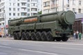 Russian Intercontinental Ballistic Missile RS-24 Yars on military parade Royalty Free Stock Photo