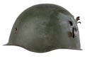 Russian invasion in Ukaraine 2022. Equipping mobilized - ?ld type russian army helmet with bullet holes