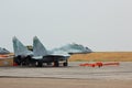 Russian jet fighter MIG-29 at airfield Royalty Free Stock Photo