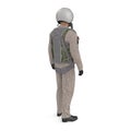 Russian Jet Fighter Military Pilot on white. Rear view. 3D illustration