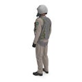 Russian Jet Fighter Military Pilot on white. Rear view. 3D illustration