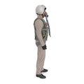 Russian Jet Fighter Military Pilot on white. Side view. 3D illustration