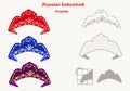 Russian kokoshnik.A set of simple templates.Vector illustration