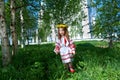 Russian little girl church Royalty Free Stock Photo