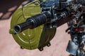 Russian machine-automatic grenade launcher AGS-17, blurred background, close-up.automatic grenade launcher on fighting position Royalty Free Stock Photo