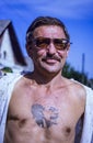 Russian Man with Lenin Tattoo Royalty Free Stock Photo