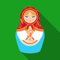 Russian matrioshka icon in flat style on white background. Russian country symbol stock vector illustration.