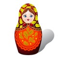 Russian matryoshka, Decolorized autumn leaves, cartoon on white Royalty Free Stock Photo