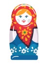 Russian matryoshka doll with floral pattern. Traditional nesting doll vector illustration. Folk art and cultural symbol