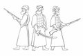 Russian medieval warriors Cossacks Sagittarius. Conquerors of Siberia
