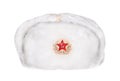 Russian military army hat Ushanka isolated on white