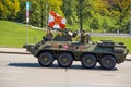 Russian military equipment. Parade in the city.