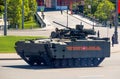 Russian military equipment. Parade in the city.