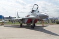 Russian military fighter aircraft at the international exhibition. Royalty Free Stock Photo