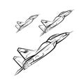 Russian military fighter. Drawing vector illustration