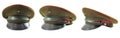 Russian military hat and soviet army uniform concept with multiple angles of army officer caps isolated on white background with Royalty Free Stock Photo