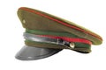 Russian military hat and soviet army uniform concept with side view of a army officer cap isolated on white background with Royalty Free Stock Photo