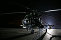 Russian military helicopters, night