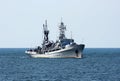 Russian military ship at sea Royalty Free Stock Photo