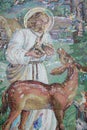 Mosaic on the church wall Seraphim of Sarov Royalty Free Stock Photo