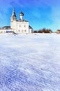 Russian monastery architecture in Gorohovets at winter colorful painting looks like picture. Royalty Free Stock Photo