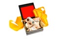 Russian money in open gift box Royalty Free Stock Photo