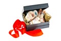 Russian money in open gift box Royalty Free Stock Photo