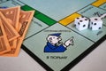 Russian Monopoly board focused on GO TO JAIL